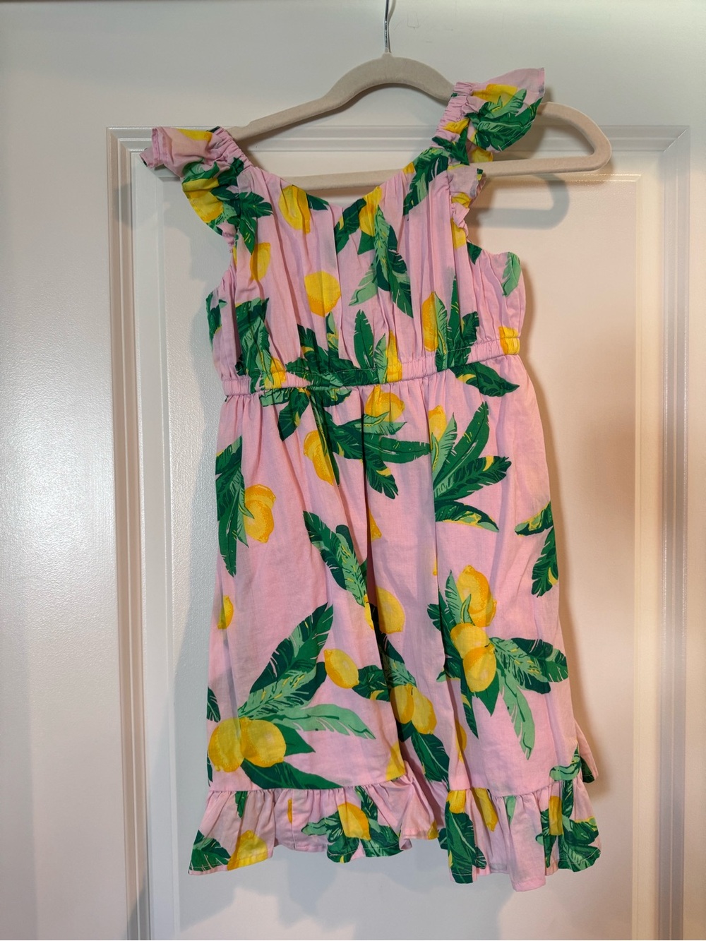 Crewcuts Pink Lemon-Print Ruffle Sundress